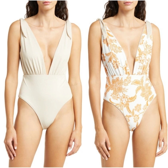 New Maaji Reversible Nacar Faena Metallic One Piece Swimsuit in Open Bei… - Picture 1 of 11